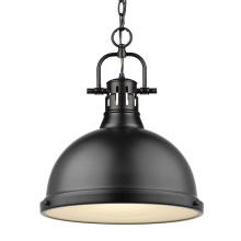Golden 3602-L BLK-BLK - Yep by Golden Lighting Duncan 1-light 14in Chain Hung Pendant in Matte Black